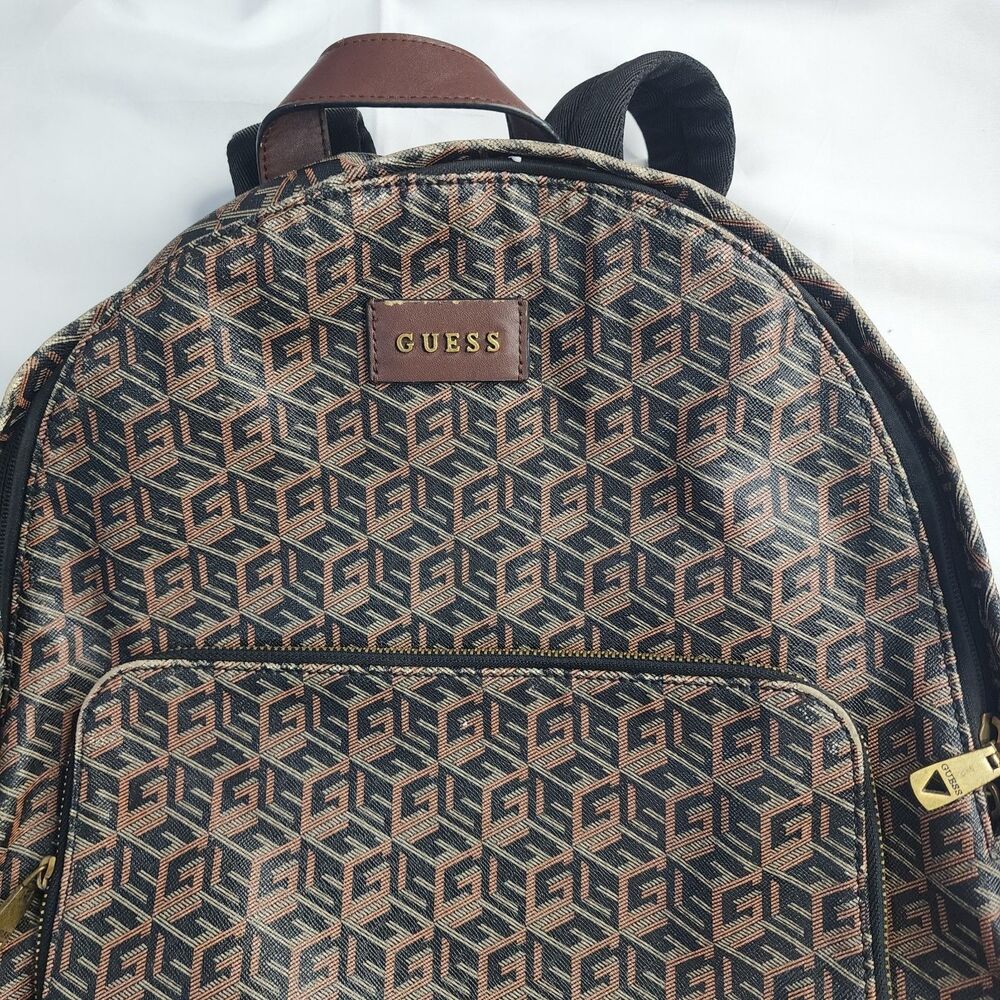 Guess Brown Pattern Backpack - Picture 2 of 4
